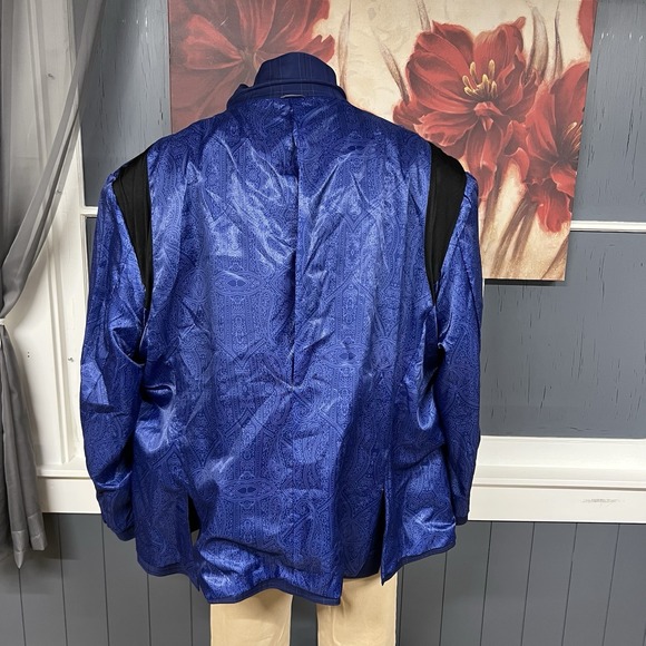 OAK HILL Big & Tall Blazer Mens 4XL (58-60R) Polyester Blend Stretch Navy/Black - Picture 11 of 12